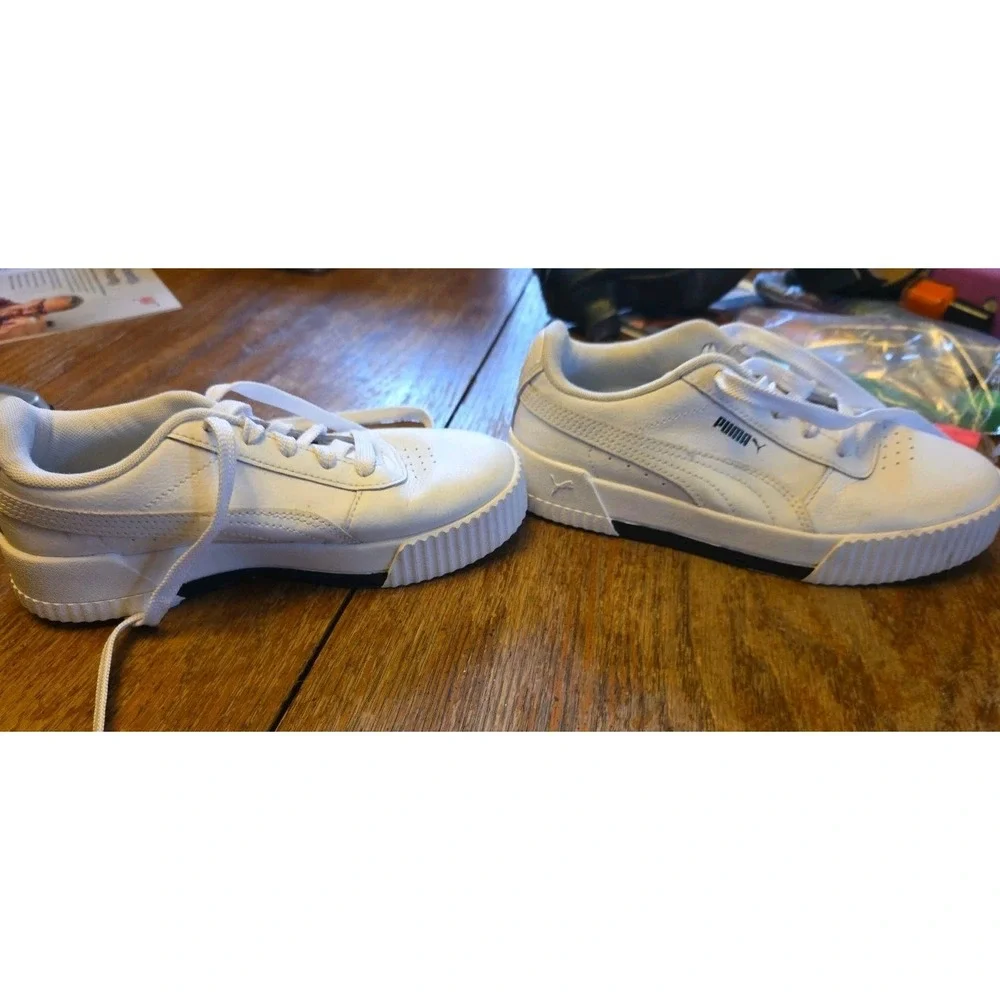 Puma Carina Street Lace Up Youth White Sneakers Casual‎ Shoes Size 3c